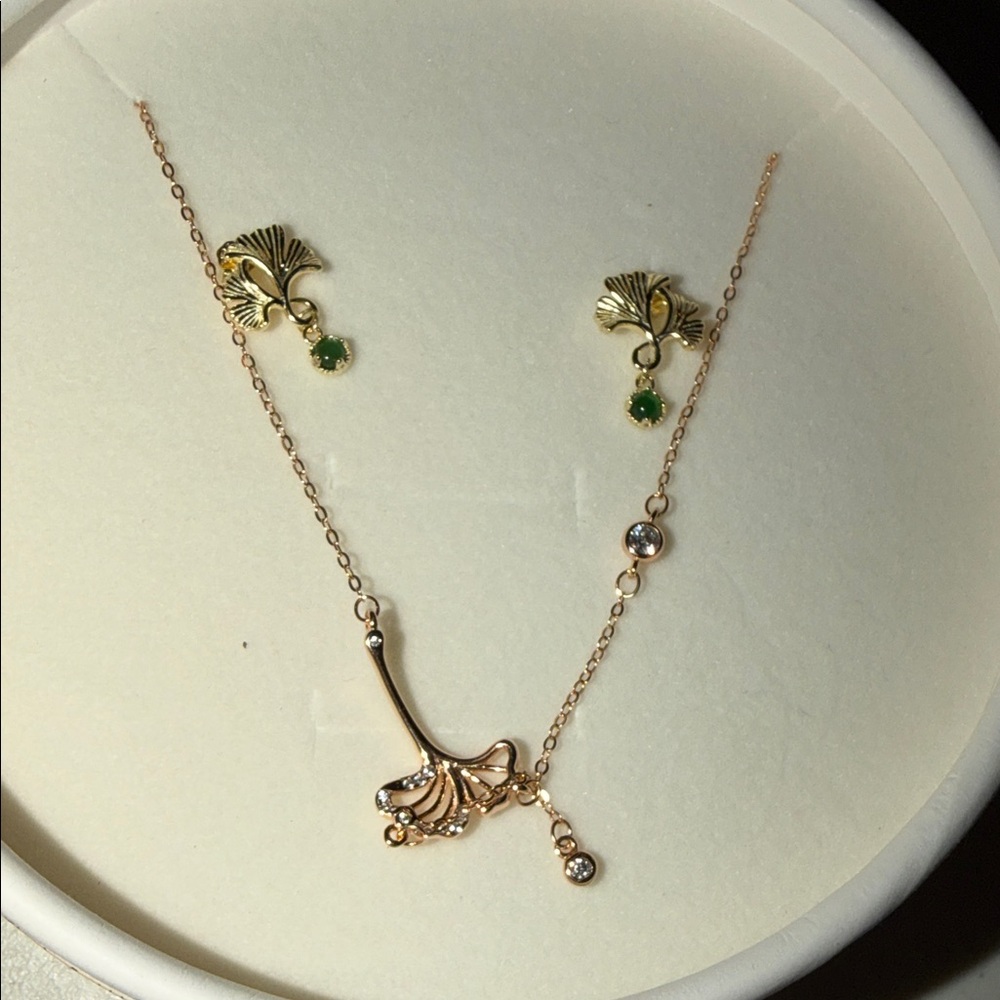 Elegant Gold and Green Jewelry Set